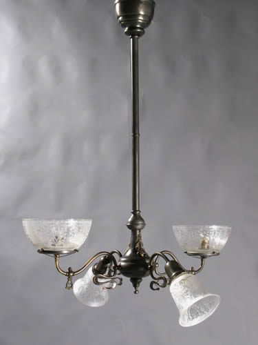 Art Nouveau 2&2 Gas and Electric  Chandelier